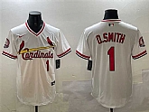 Men's St. Louis Cardinals #1 Ozzie Smith White With Patch Stitched Jersey,baseball caps,new era cap wholesale,wholesale hats